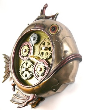 ZEGAR ŚCIENNY Steampunk RYBA MASZYNA NA PREZENT