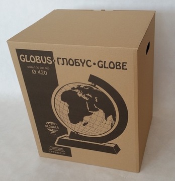 Globus 420mm PODŚWIETLANY drewno opr APLIKACJA 42 Drewniana oprawa , polski