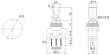 PRZEŁĄCZNIK LIZAKOWY PODŚWIETLANY ASW-14 20A 12V