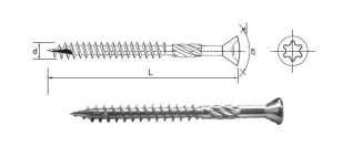 ВИНТЫ ДЛЯ террасной доски 4,5x60 INOX PGB