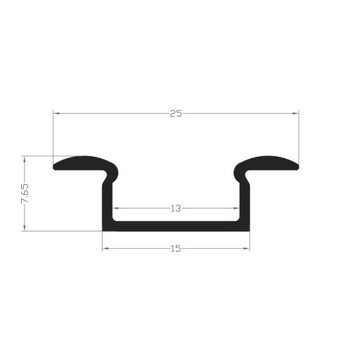 АЛЮМИНИЕВЫЙ СВЕТОДИОДНЫЙ ПРОФИЛЬ, ВСТРАИВАЕМЫЙ В СВЕТОДИОДНУЮ ЛЕНТУ ЧЕРНУЮ 1 МЕТР ПРЕМИУМ