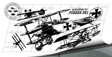 Наклейка на стену FOKKER DR1 Red Baron Albatros Camel planes 140x85 см n53