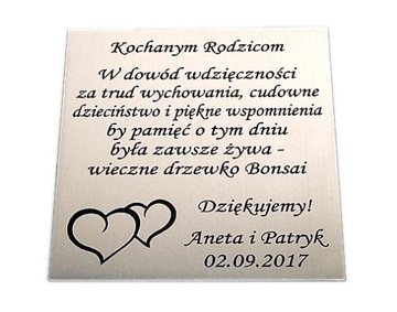 Tabliczka 12x12 życzenia dedykacja ślub GRAWER