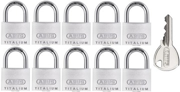 ABUS 10 НАВЕСНЫХ ЗАМКОВ НА 1 ТИТАЛОВЫЙ ЗАМОК 10x25MM С КЛЮЧОМ