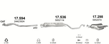 Комплект глушителей Opel Zafira A объемом 1,6-2,2 98-03