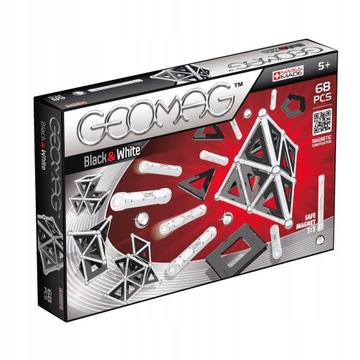 Блоки МАГНИТНЫЕ geomag черно-белые 68 шт.