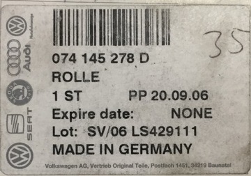 фото thumb №8, Nowa ролик шків nr оригінальний номер 074145278d vw lt ii