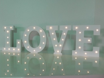 ŚLUB LED LOVE NAPIS 3D 20 CM DREWNIANY