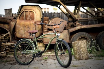 Мужской велосипед Beach Cruiser 26 US ARMY RoyalBi 3 скорости Shimano зеленый ретро