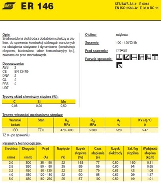 Рутиловые электроды ESAB ER 146 fi 2,5х350 1кг