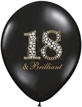 BALONY CZARNE ZŁOTE DUŻE OSIEMNASTE 18 URODZINY OSIEMNASTKA 5 sztuk 30cm