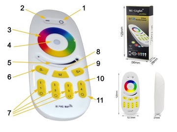 4-ЗОННЫЙ RGBW WiFi ПУЛЬТ FUT096B ЧЕРНЫЙ MILIGHT