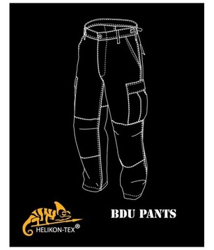 Spodnie Bojówki Wojskowe HELIKON BDU Ripstop BLACK CZARNE XXL Regular