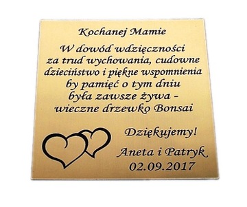 Tabliczka 12x12 życzenia dedykacja ślub GRAWER
