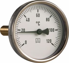 ТЕРМОМЕТР 0–120 °C ШКАЛА FI63 мм РУКАВ 1/2x40 мм