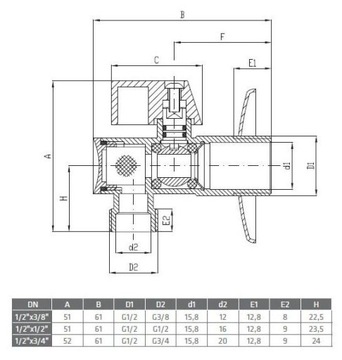 УГЛОВОЙ ШАРОВОЙ КРАН С ФИЛЬТРОМ 1/2x3/8 МЕТАЛЛИЧЕСКАЯ РУЧКА