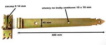 ZAWIASA ZAWIAS PASOWY OCYNKOWANY + HAK 400 MM