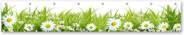 Защитное декоративное балконное покрытие для балкона DAISIES GRASS, изготовление на заказ.