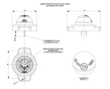 Габаритный фонарь задний красный габаритный светодиодный с ушком 12/24В LD 359