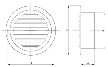 ROUND AIR AIR AIR AIR AIR AIR AIR AIR LADE КРУГЛАЯ РЕШЕТКА С ВИНТАМИ UELA 150 мм, НЕРЖАВЕЮЩАЯ НЕРЖАВЕЮЩАЯ