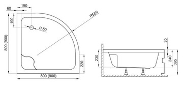 АКЦИЯ Глубокий акриловый душевой поддон 80x80 GIAN