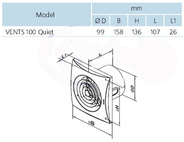 Wentylator fi 100 mm 100 QUIET TH timer, higrostat