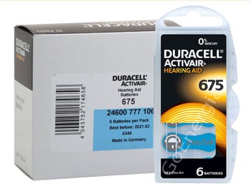 Duracell 675 PR44 Hg0 Baterie słuchowe 60 szt