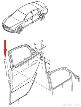 фото thumb №4, Audi a8 d4 2010- планка накладка стойка дверь зад