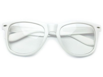 Okulary KUJONKI unisex ZERÓWKI klasyczne BIAŁE