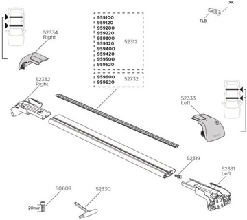 Thule WingBar EDGE 9591 9592 9593 9594 9595 серебристый