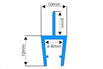 2М Уплотнитель для душевой кабины, стеклянная перегородка, нижняя горизонтальная, 6 7 8 мм