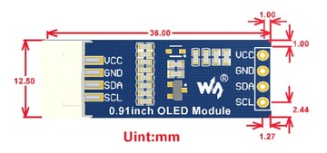 ЖК-дисплей OLED 0,91 дюйма 128x32 I2C Белый ARDUINO