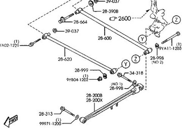 Lever mazda premacy left rear new, фото