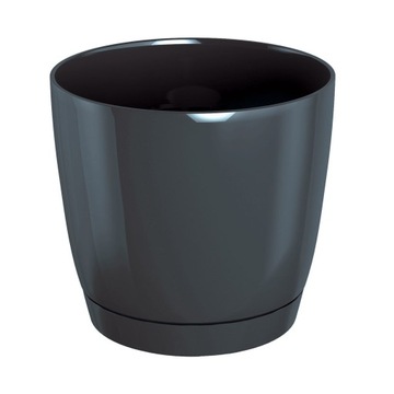 Flowerpot prosperplast 10 centimeters x 10 x 9, 2 centimeters diameter 10 centimeters plastic shades of gray 1 silver, фото