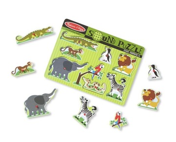 Outlet! wooden puzzle with handles for children sound animals zoo, фото