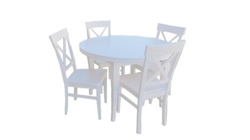 Round white stand 100+ 40 4 chairs, фото