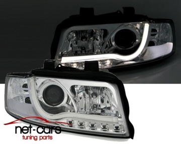 Headlights audi a4 b6 01-04 8e tube lights neon c chrome silver, фото