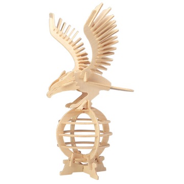 Puzzle wooden 3-door spatial bird eagle, фото