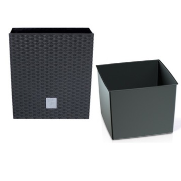 Flowerpot prosperplast 17 centimeters x 17 x 17 centimeters diameter 17 centimeters plastic shades of gray 1 silver, фото
