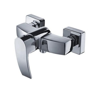 Shower mixer wall-mounted square chrome complete, фото