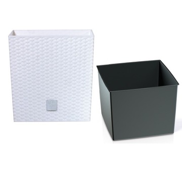 Flowerpot prosperplast 22, 3 x 22, 3 x 22, 8 centimeters diameter 22, 5 centimeters plastic white, фото