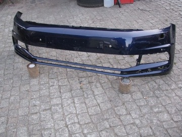 Vw touran 5ta bumper front dark blue 4 parking sensors 1 washer, фото
