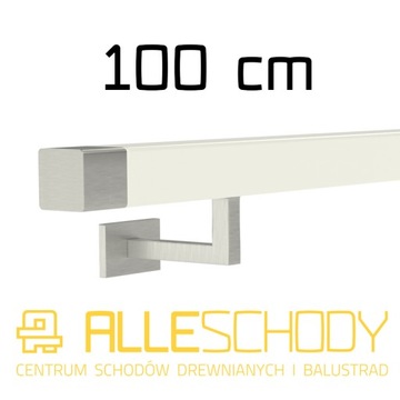 Handrail wall-mounted wooden 40x40 100cm white inox, фото