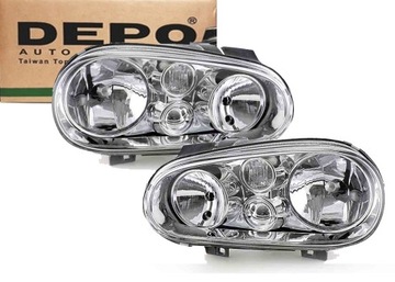 Depo headlights lantern left+ right set. golf 4 h1+ h7, фото