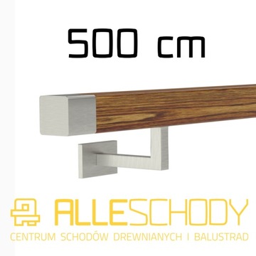 Handrail wall-mounted wooden 40x40 500cm oak color, фото