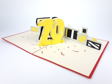 70 birthday grandgift birthday card 3-door for a gift, фото