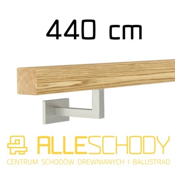 Handrail wall-mounted wooden 40x40 440cm oak color, фото