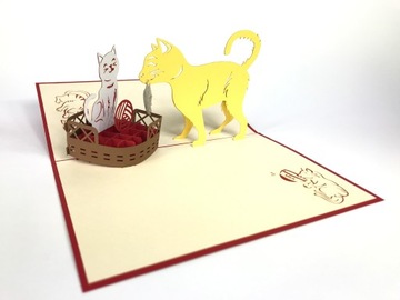 Cat mom, card 3-door mother's day, for a gift, kot, фото