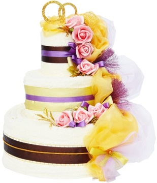 Cake з 4 great towels for a gift wedding anniversaries, фото
