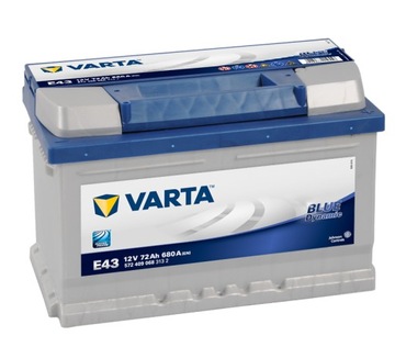 Аккумулятор varta blue динамический 72ah, 680a, e43, 278x175x175 мм., фото